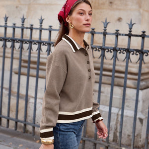 CALI STRIPE TRIM RUBGY KNIT