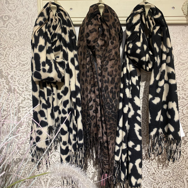 COTTON & CASHMERE LEOPARD PRINT SCARF