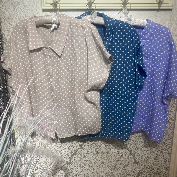 POLKA DOT LINEN SHIRT