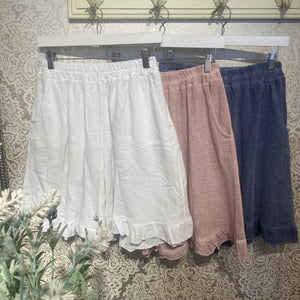 CHEESECLOTH LINEN FRILL SHORTS