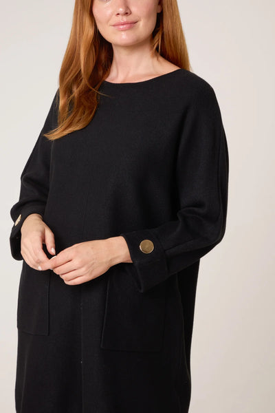FRONT SEAM GOLD BUTTON JUMPER DRESS