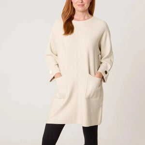 FRONT SEAM GOLD BUTTON JUMPER DRESS