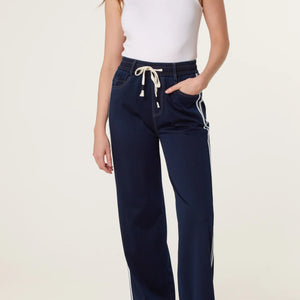 SIDE STRIPE ELASTICATED WAISTBAND JEANS INDIGO