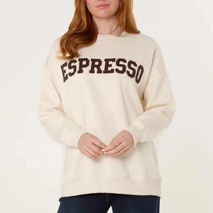 ESPRESSO COTTON SWEATSHIRT IN CREAM/BROWN