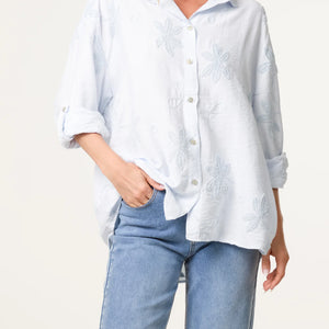 EMBROIDERY FLOWERS LONG SLEEVE SHIRT