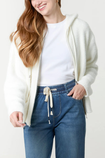 ZIP FRONT COSY FLUFFY HOODIE