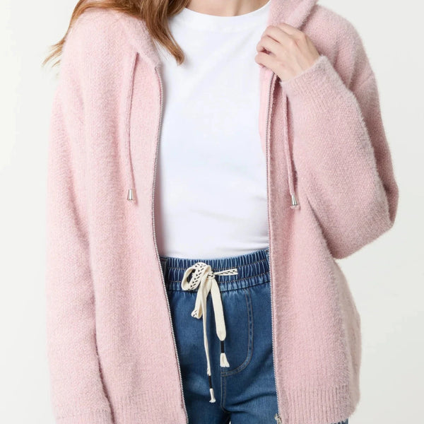 ZIP FRONT COSY FLUFFY HOODIE