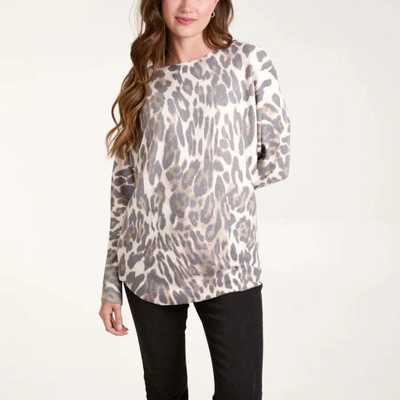 LEOPARD STRETCH JUMPER STONE