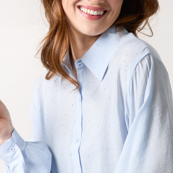 SPARKLE DETAIL BLUE SHIRT