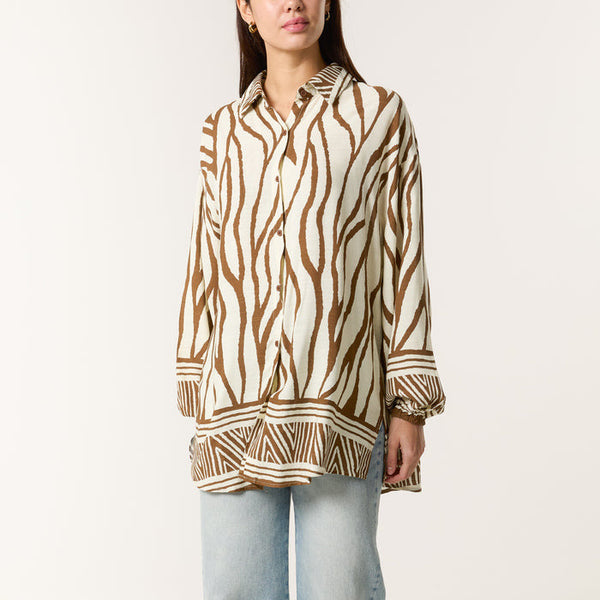 ZEBRA PRINT BUTTON THROUGH SHIRT BLOUSE