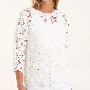CIRCLE CROCHET JACKET IN WHITE