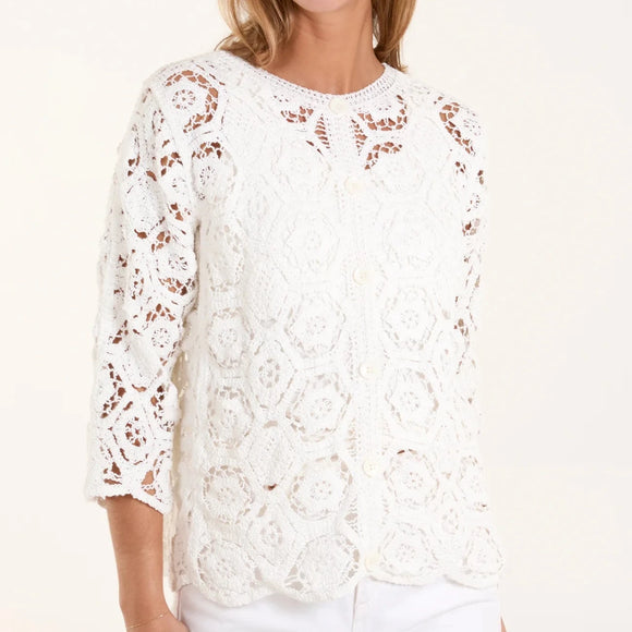 CIRCLE CROCHET JACKET IN WHITE