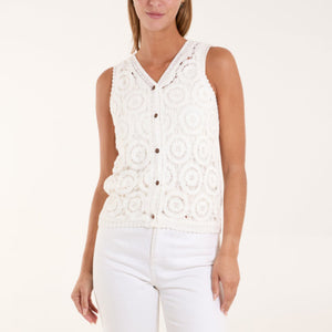 CIRCLE CROCHET WAISTCOAT WHITE