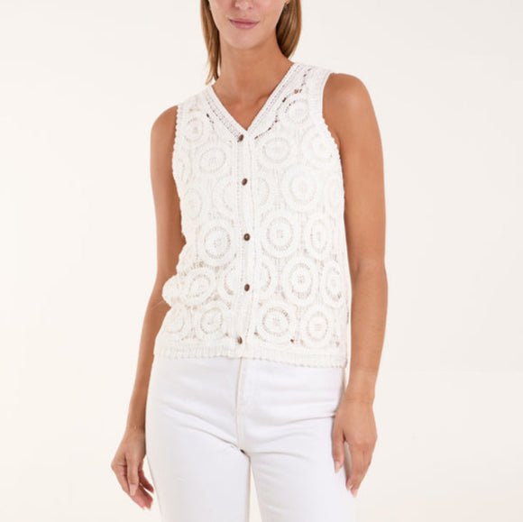 CIRCLE CROCHET WAISTCOAT WHITE