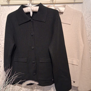 DERBY COLLARED BUTTON FRONT KNITTED JACKET