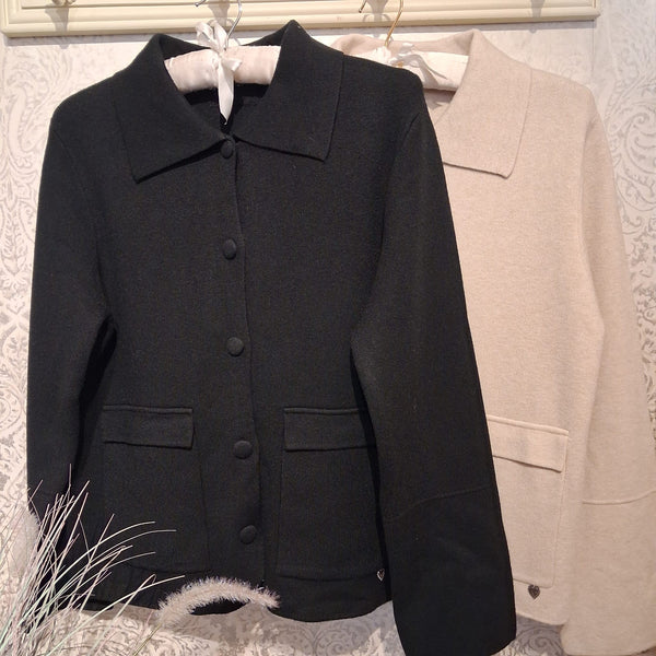 DERBY COLLARED BUTTON FRONT KNITTED JACKET