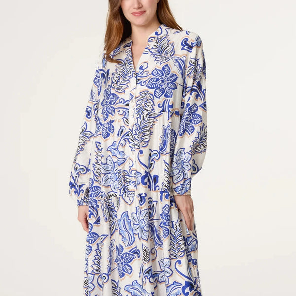 FLOWER PRINT EMBELLISHED DRESS