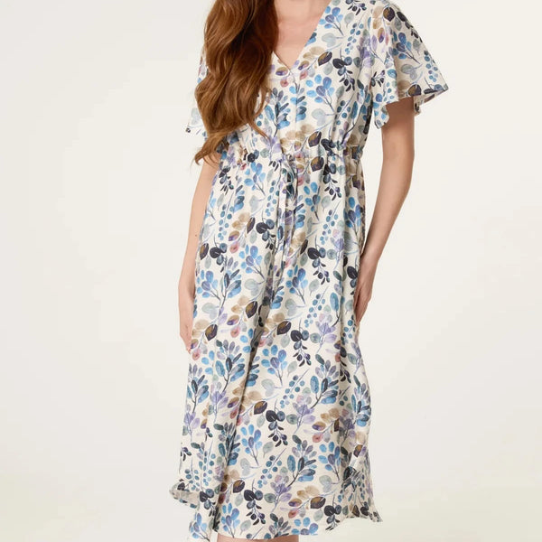 WATERCOLOUR PETAL LEAF SUN DRESS