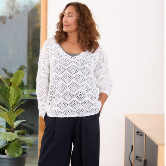 DREAMS COTTON MIX POINTELLE KNIT IN WHITE