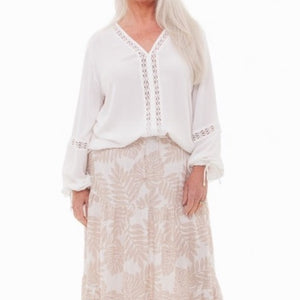 DREAMS LACE FRONT CRINKLE BLOUSE IN WHITE