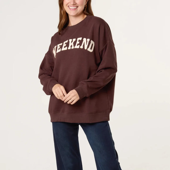 WEEKEND COTTON SWEATSHIRT IN CHOCOLATE