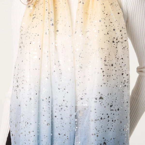 FOIL SPARKLE GRADIENT SCARF IN BLUE