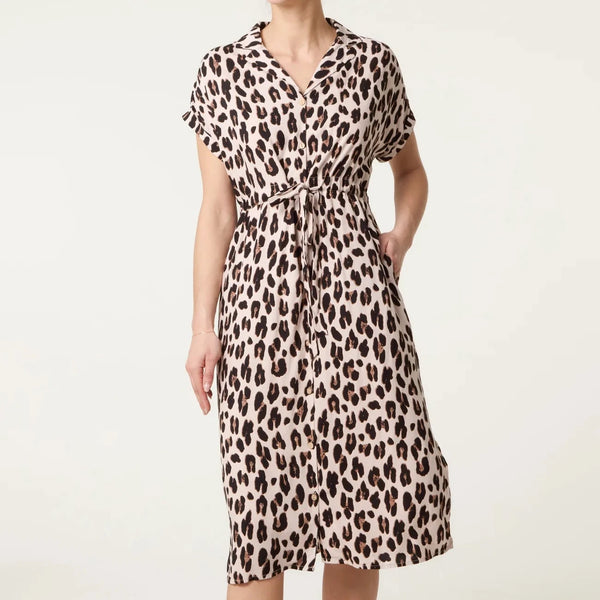 LEOPARD SHIRT DRESS