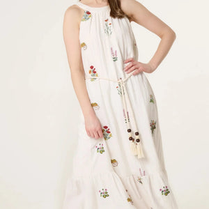 FLORAL EMBROIDERY COTTON SUN DRESS