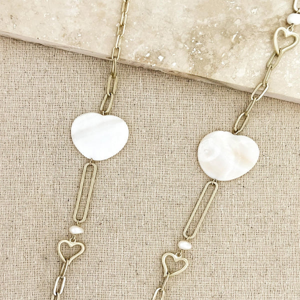 ENVY WHITE PEARL HEART NECKLACE