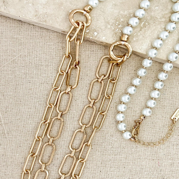 ENVY CHUNKY GOLD CHAIN & PEARL NECKLACE