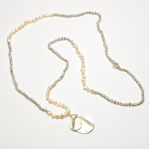 FRESH WATER PEARL DISC LONG & SHORT NECKLACE
