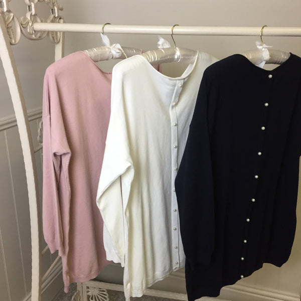 SQUARE HEM PEARL BACK KNIT