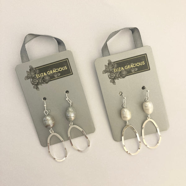 FRESH WATER PEARL & SINGLE HOOP EARRINGS