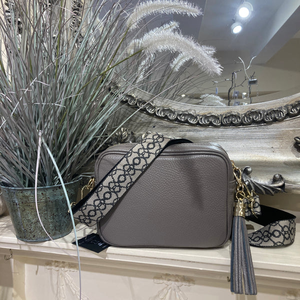 ELIE BEAUMONT GREY CROSSBODY WITH BAROQUE STRAP