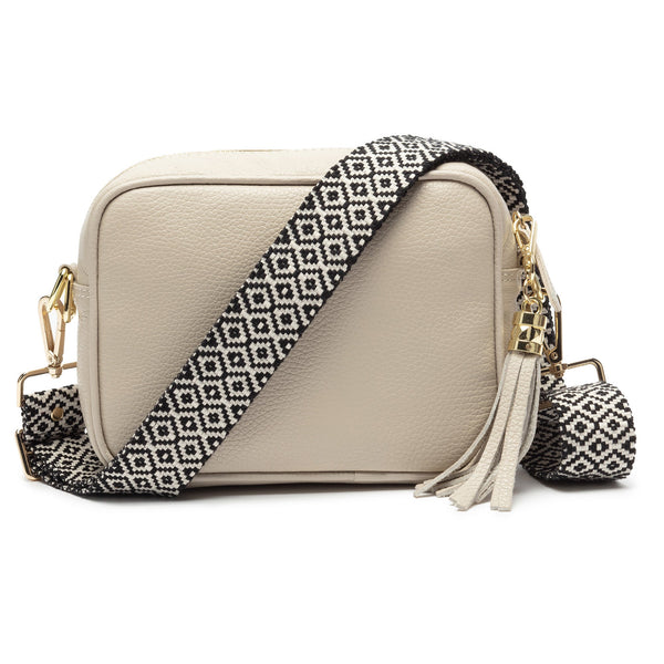 ELIE BEAUMONT STONE CROSSBODY WITH KNITTED DIAMOND STRAP
