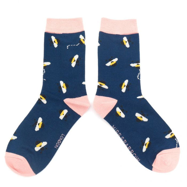 SCATTERED BUMBLE BEE SOCKS IN NAVY