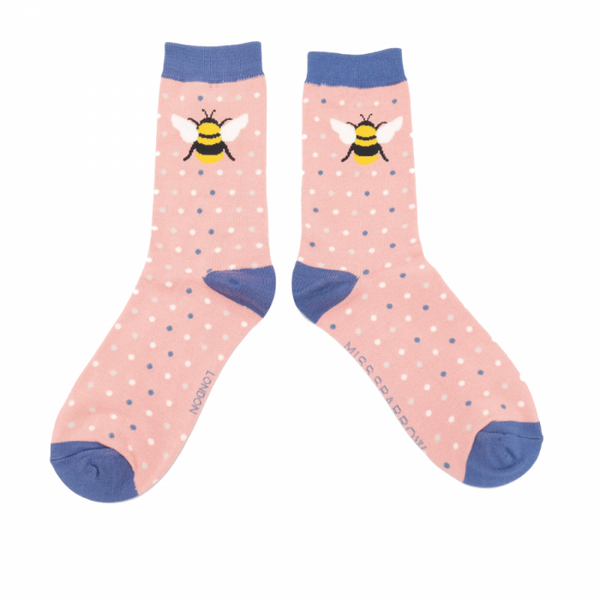DOTS & BUMBLE BEE SOCKS IN PINK